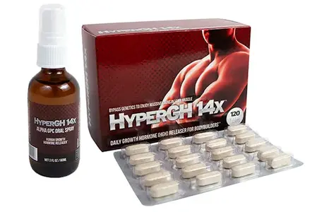 HyperGH 14x pills box and spray bottle